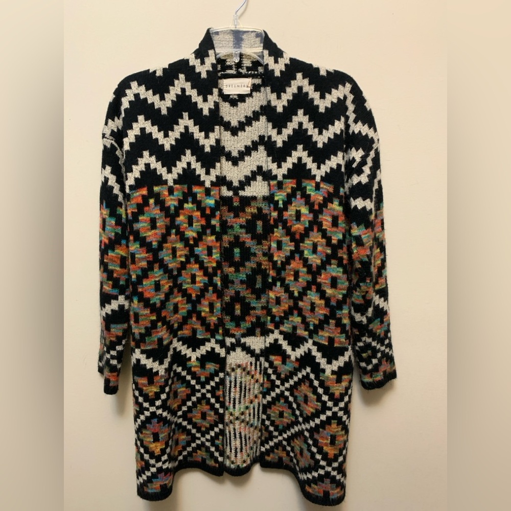 DREAMERS by DEBUT Oversized Geometric Colorful Open Cardigan